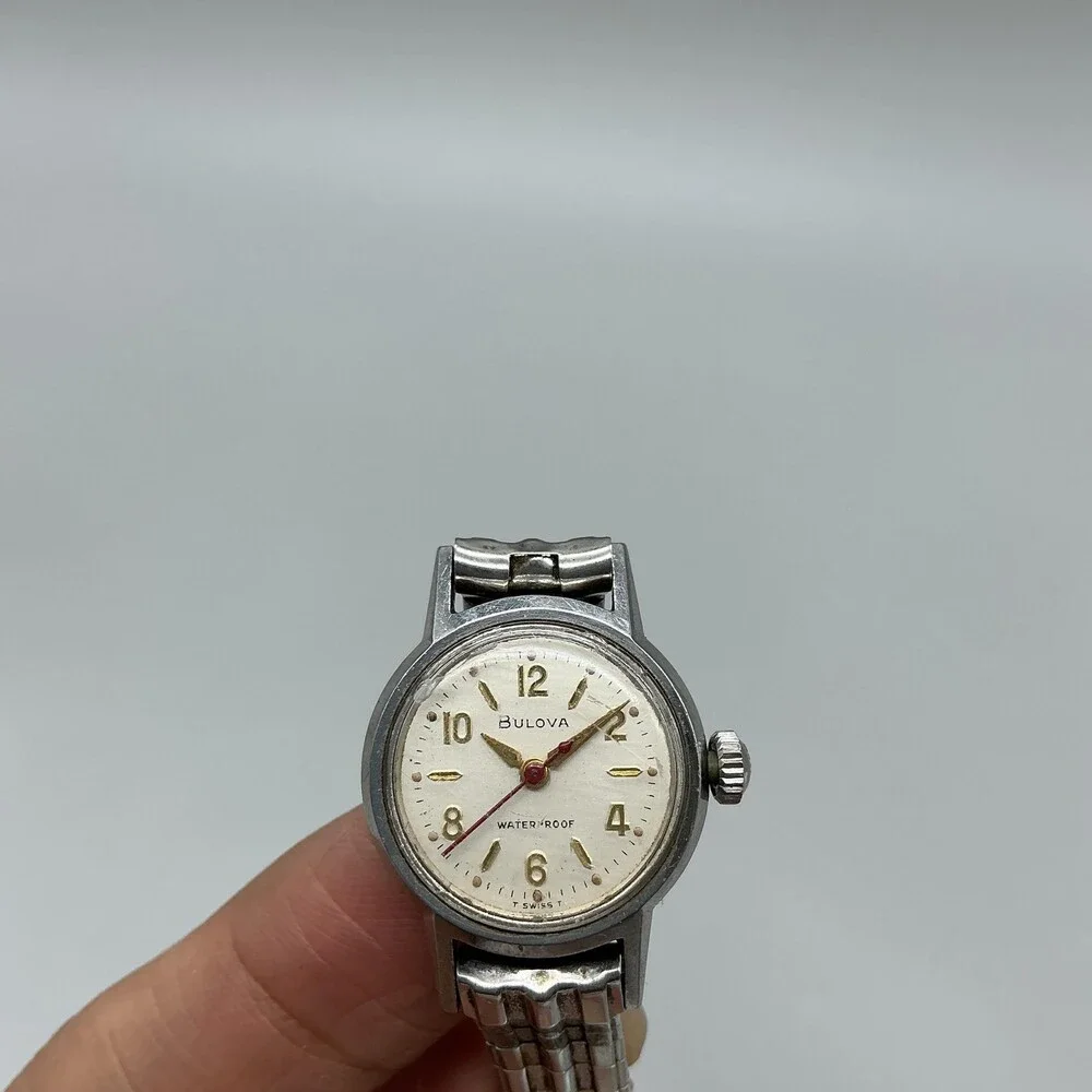 Vintage Bulova 1965 Womens Watch 20mm Silver Tone Swiss Expansion Manual Wind